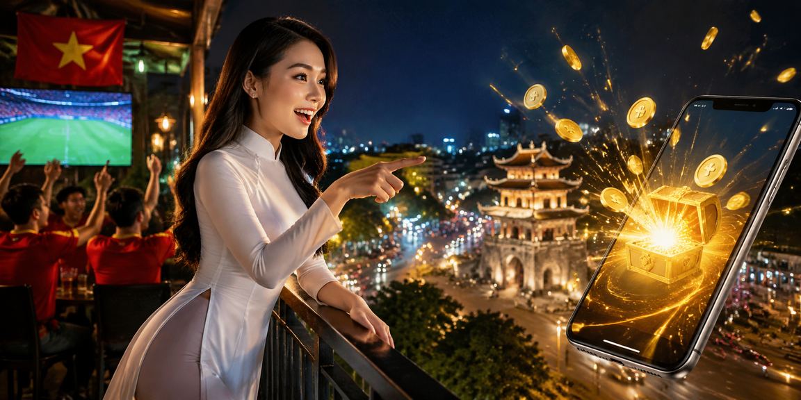 Người phụ nữ mặc áo dài tại Hà Nội thực hiện nạp tiền để nhận thưởng khuyến mãi trên điện thoại