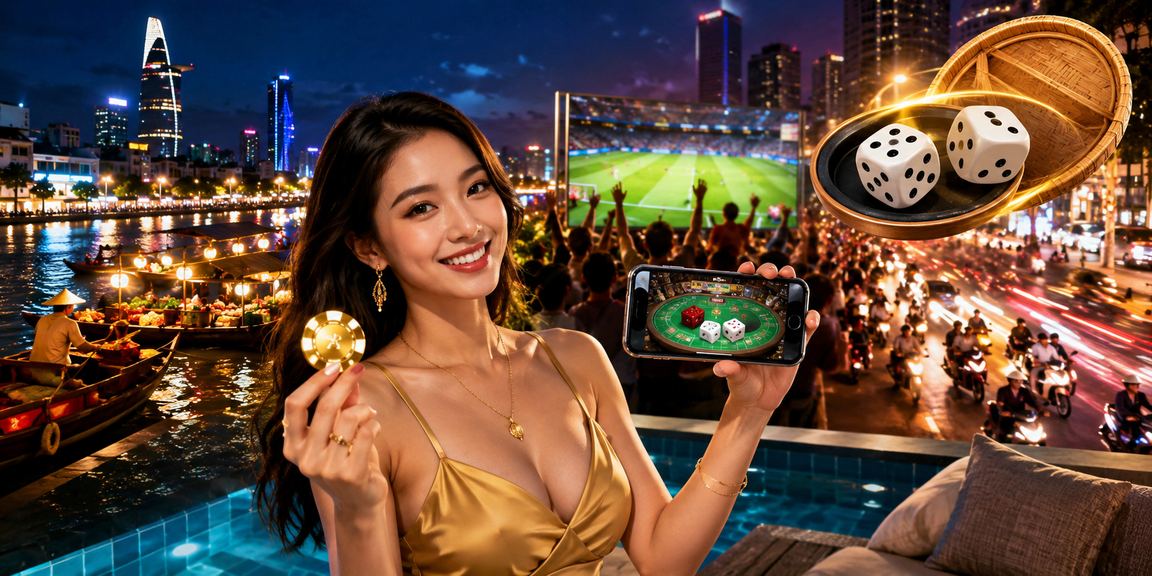 Người chơi tài xỉu trên điện thoại với trang phục truyền thống Việt Nam