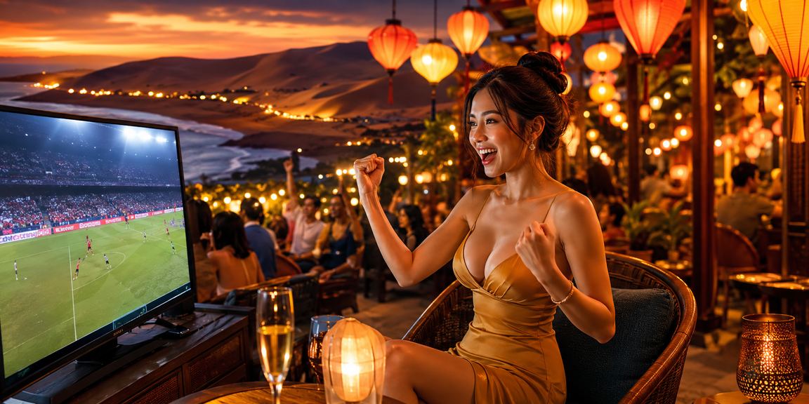 Người chơi tham gia cá cược thể thao tại chợ đêm Hội An lung linh đèn lồng